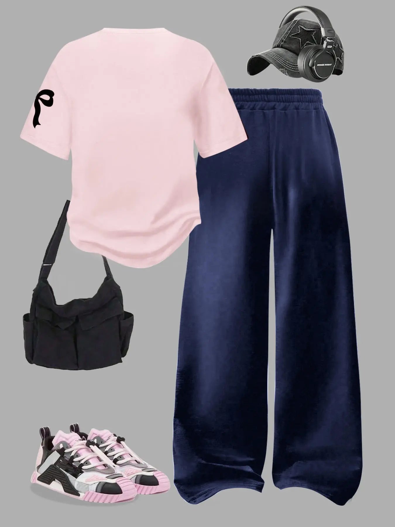 Women's Two-Piece Set, Digital Pattern Round Neck Short Sleeve Top & Loose Casual Pants, Summer Fashion for Vacation Travel, Outfit
