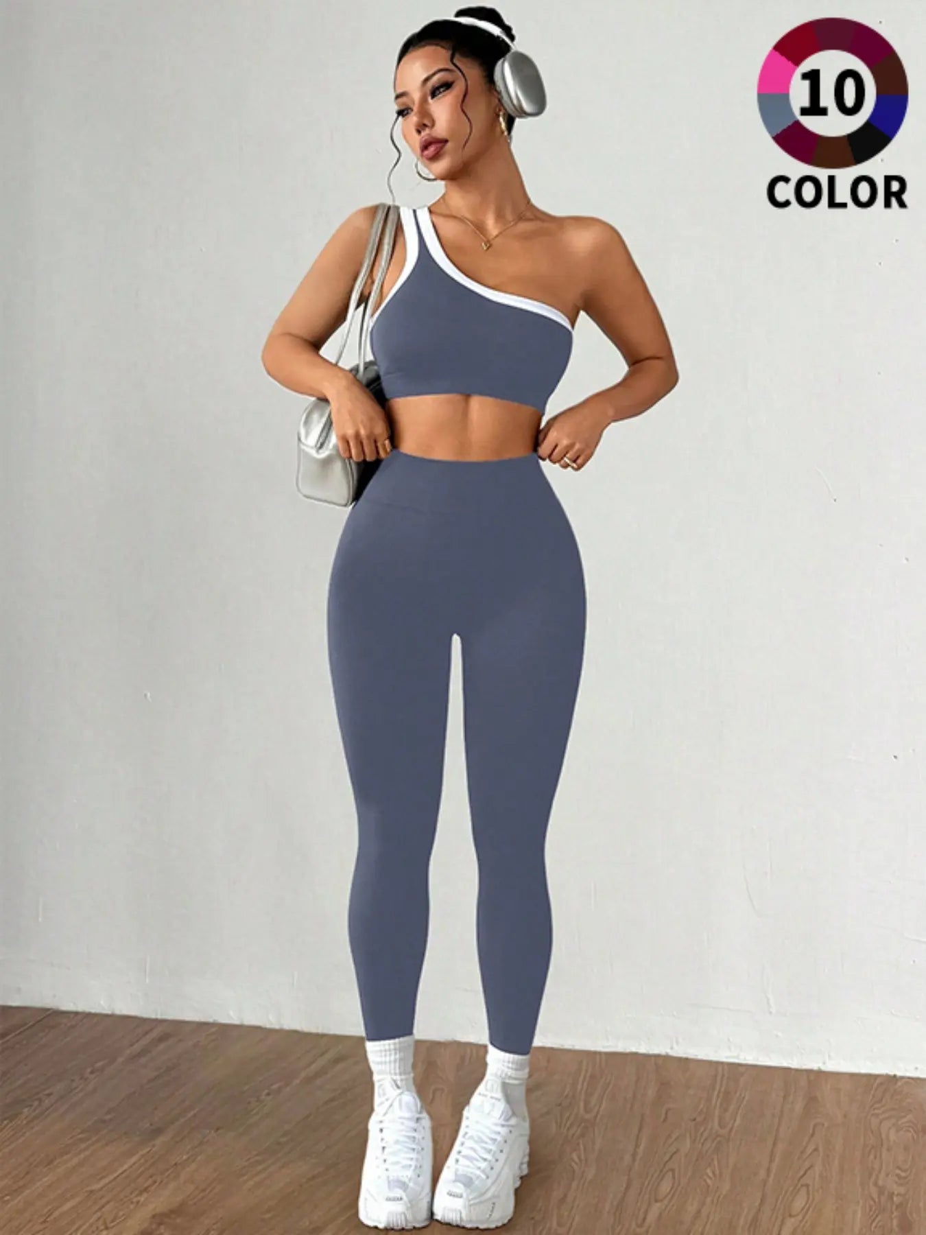 Women's Sportswear Set, Colorblock Design Slim Fit Yoga, Outdoor Women Elastic Sports Suit, Fall & Winter Style