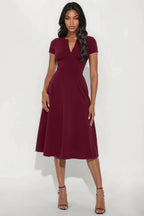 Charolette Short Sleeve Midi Dress - Black