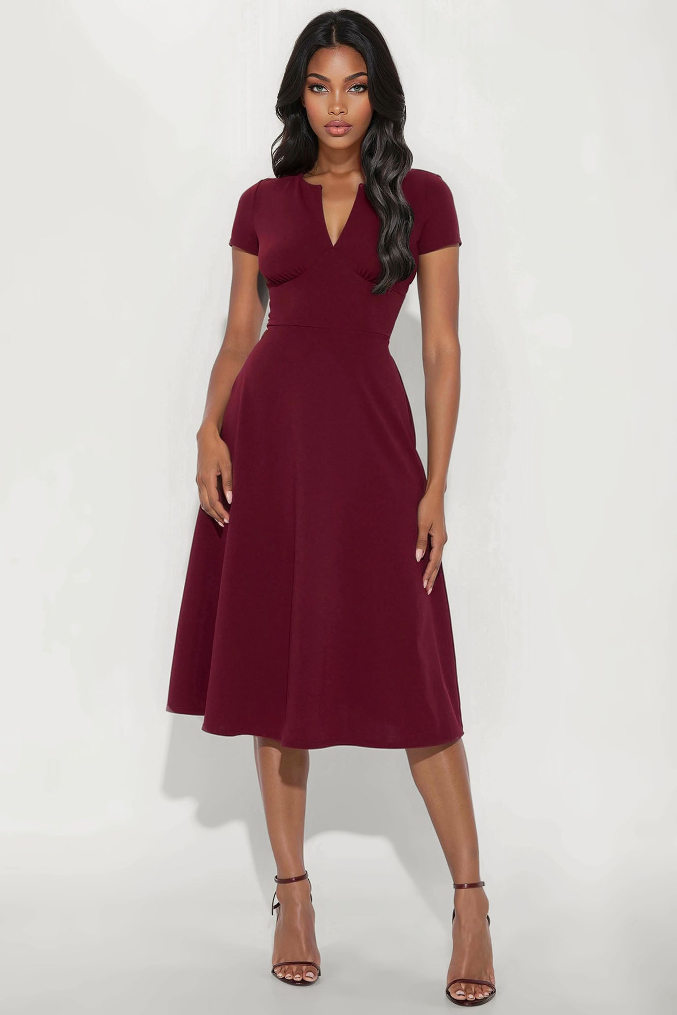 Charolette Short Sleeve Midi Dress - Black