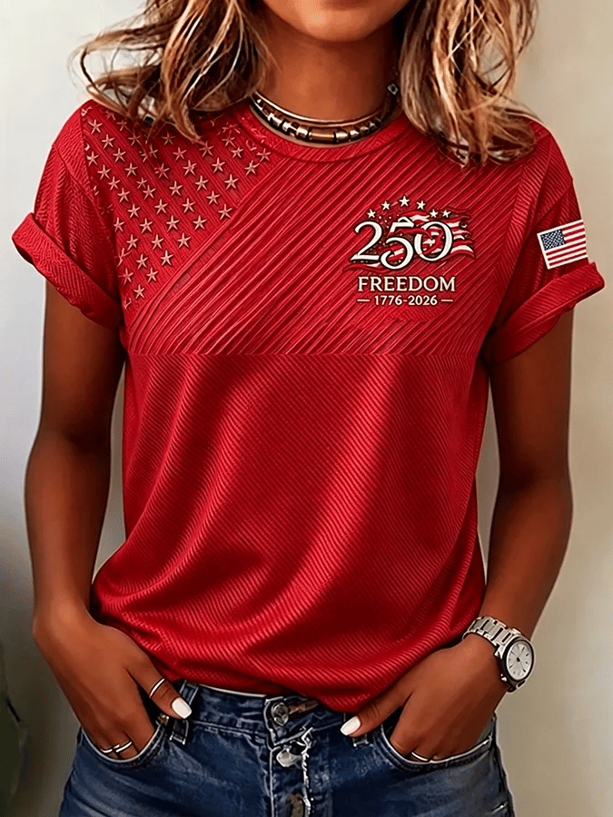 Women'S Casual Independence Day Print Top