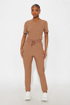 Full Shift Stretch Jogger Scrub Uniform Jumpsuit - Black