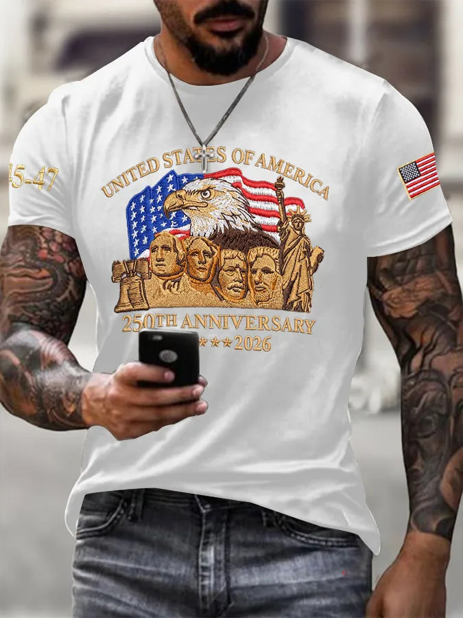 Men's Retro United States Of America 250th Anniversary Print T-Shirt