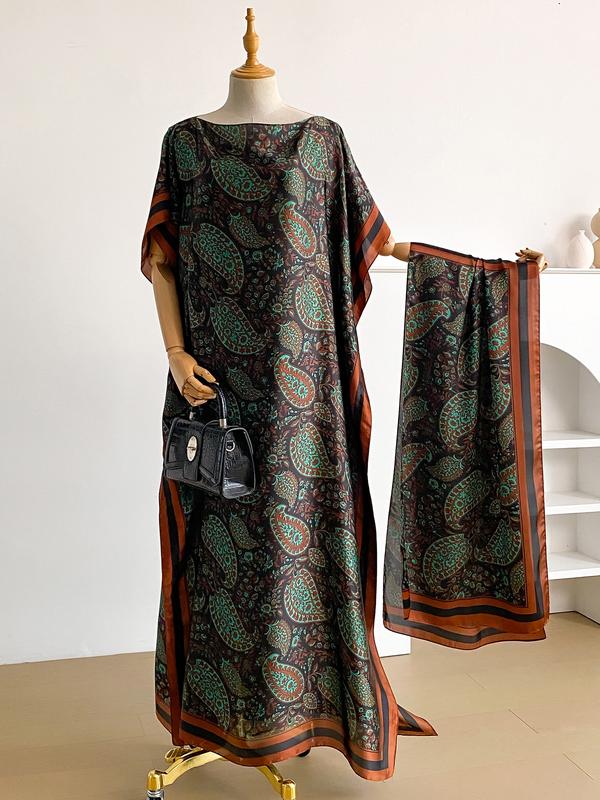 Women's Floral & Butterfly & Peacock Print Cape Shawl & Scarf Set, Elegant Casual Scarf & Cape Shawl Set for Beach Vacation, Fashion Accessories for Women