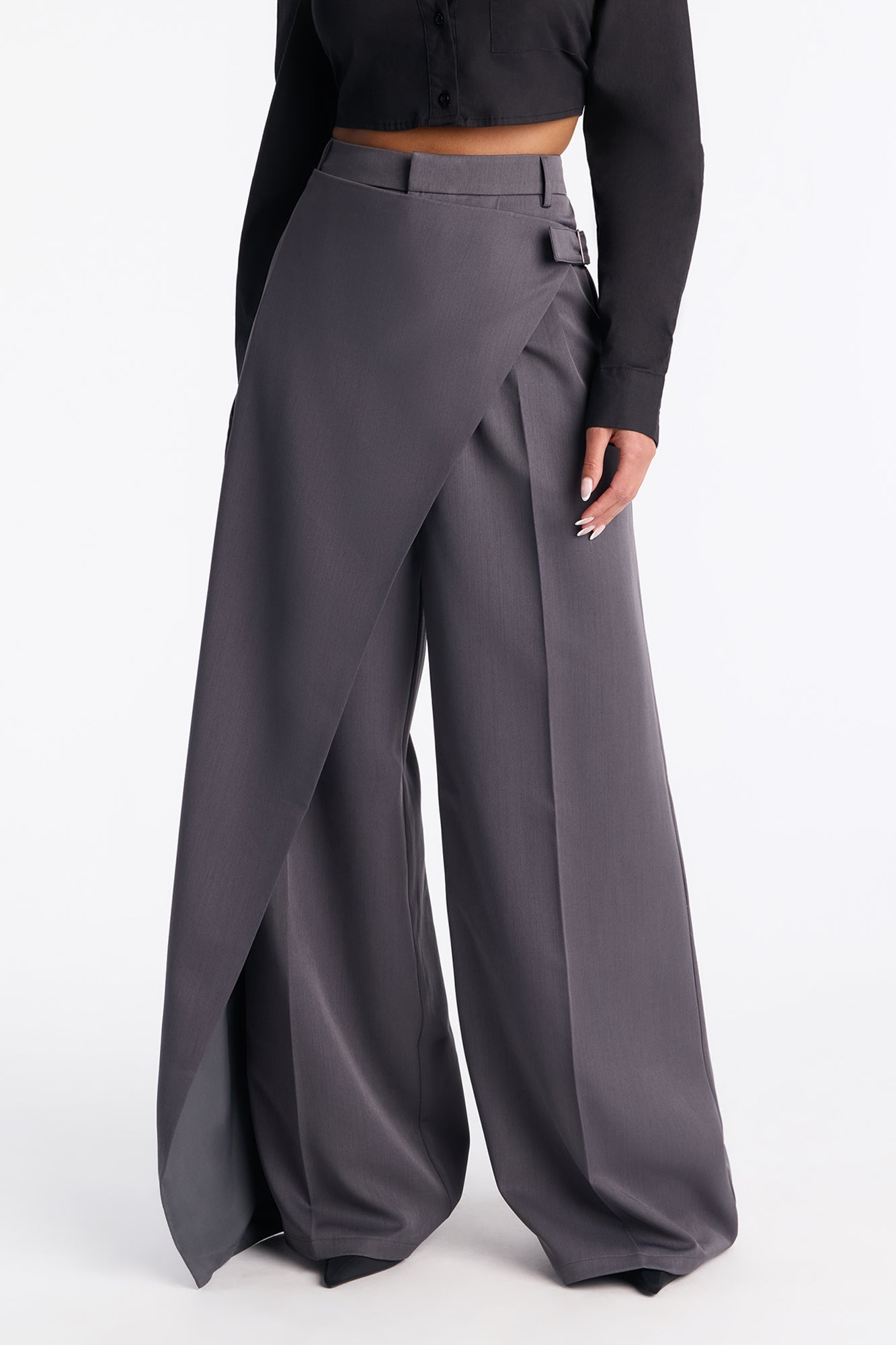 Tailored Touch Wrap Front Trouser 33′′ - Charcoal