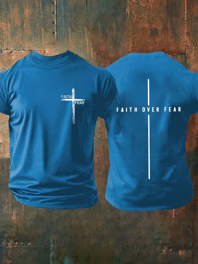 🔥Buy 3 Get 15% Off🔥Men's Faith Over Fear Printed Casual T-Shirt