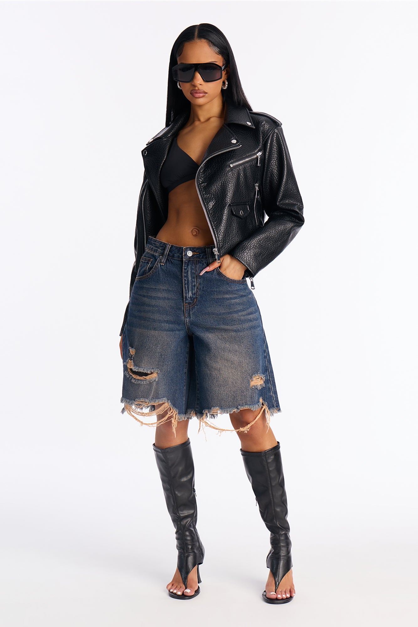 Burnt Out Tinted Denim Jorts - Dark Wash