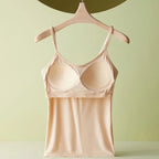 Women's Spring Summer 2-In-1 Bra Cup Tank Top, Adjustable Straps, Fresh&Comfortable Plain Inner Layer, Sleeveless Fitted Soft Vest,Home&Sleep