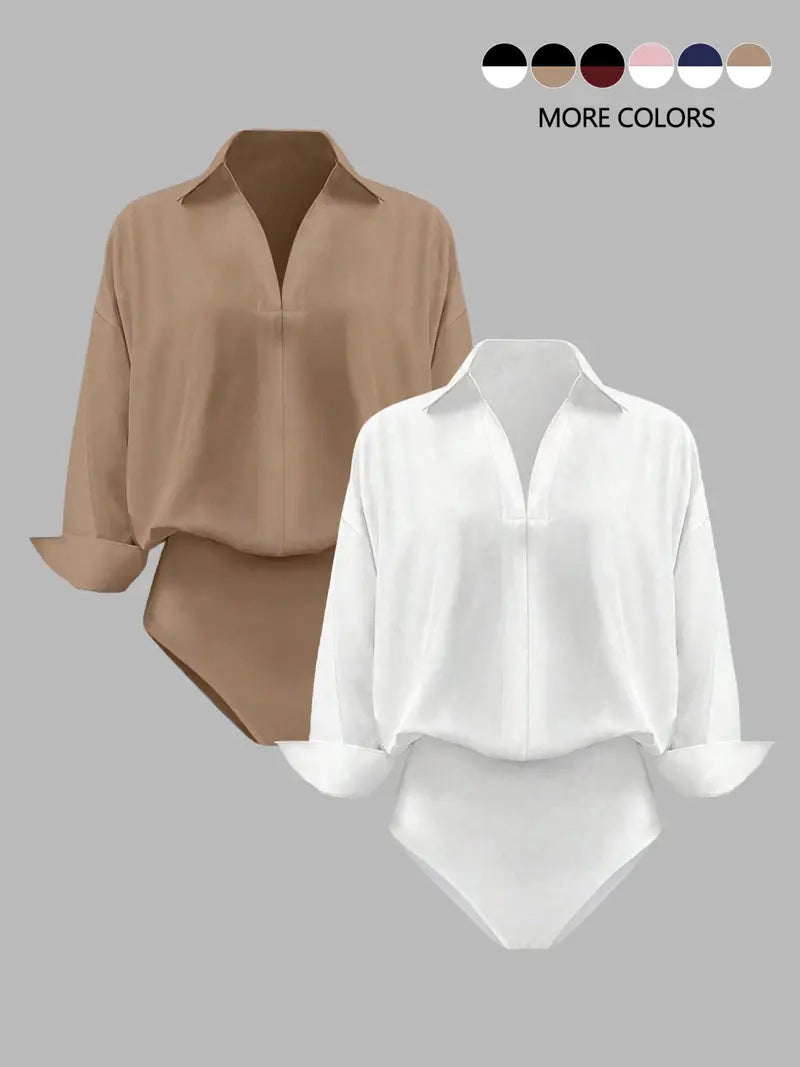 Women's Elegant V-Neck Long-Sleeved Jumpsuit