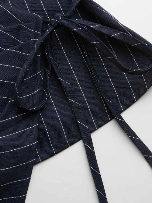 Cider Boat Neck Striped Wrap Knotted Top & Mid Rise Straight Leg Trousers Set– Office & Weekend Casual SwimWeek