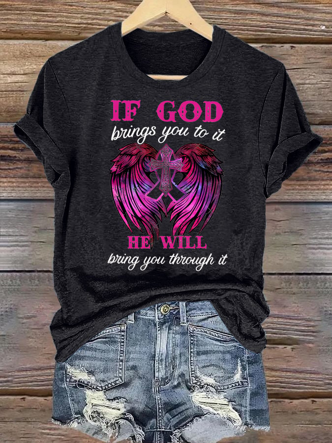Women's  Faith & Strength: 'My God Is Stronger Than Breast Cancer' T-Shirt