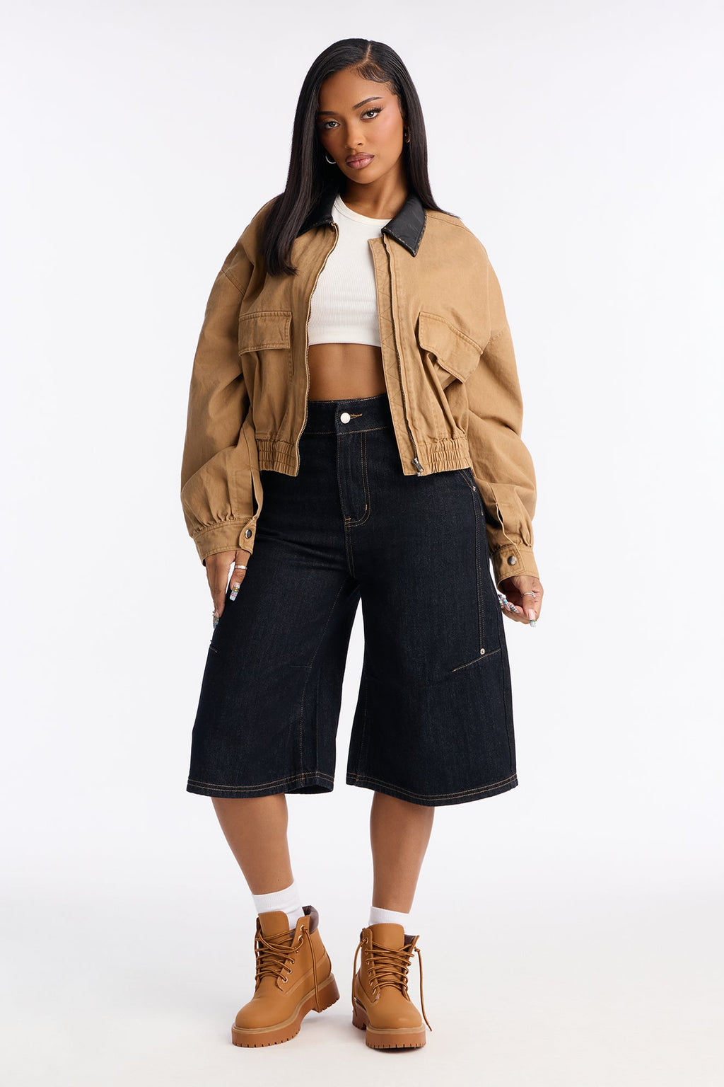 Night Shift Non Stretch Denim Jort - Dark Denim