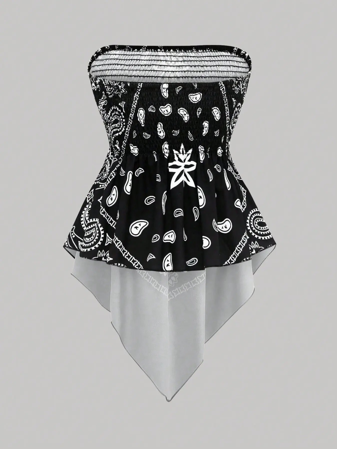 Women's Ethnic Print Strapless Top, Boho Style Asymmetric Hem Tube Top, Casual Summer Fashion, Perfect for Outing and Vacation