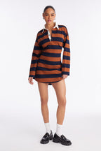 Sandra Striped Long Sleeve Mini Dress - Navy/combo
