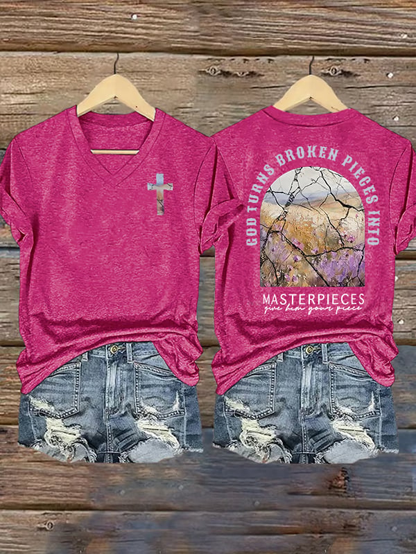 Women's  God Turns Broken Pieces Into Masterpieces Christian Tops Comfort Colors T-Shirt
