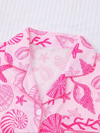 Women's All Over Shell Print Short Sleeve Pajama Two-piece Set