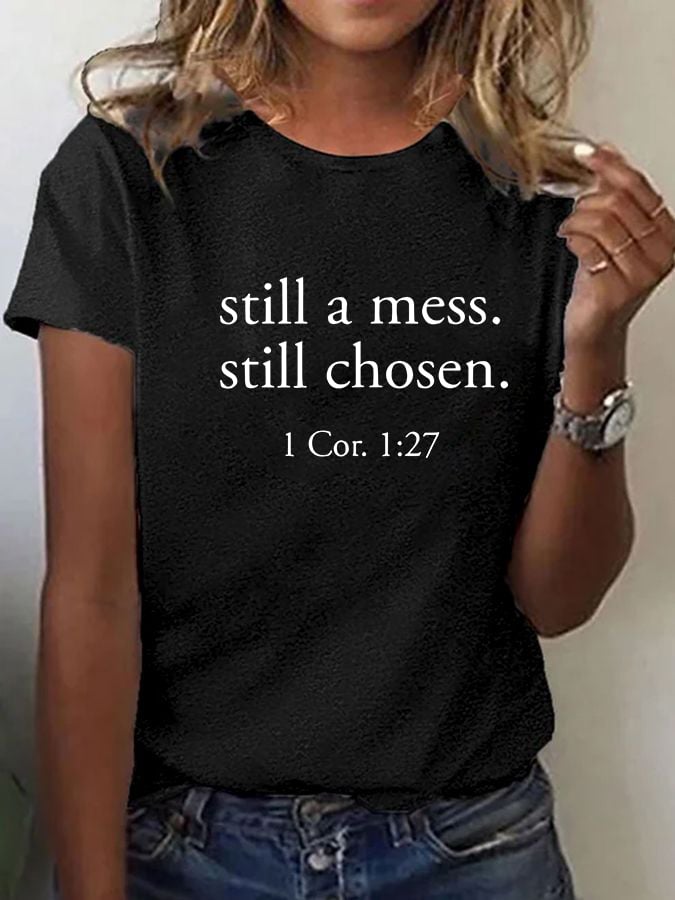 Women'S Casual Faith Print Short-Sleeve T-Shirt
