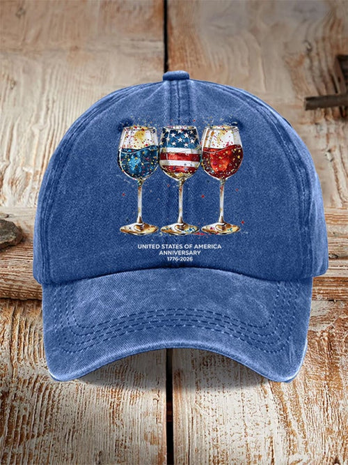 250th Anniversary Wine Glass Celebration Print Casual Hat