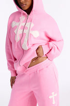Double The Intentions Washed Fleece Hoodie - Pink