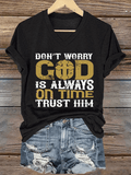 Women's Retro God Is Always On Time Print T-Shirt