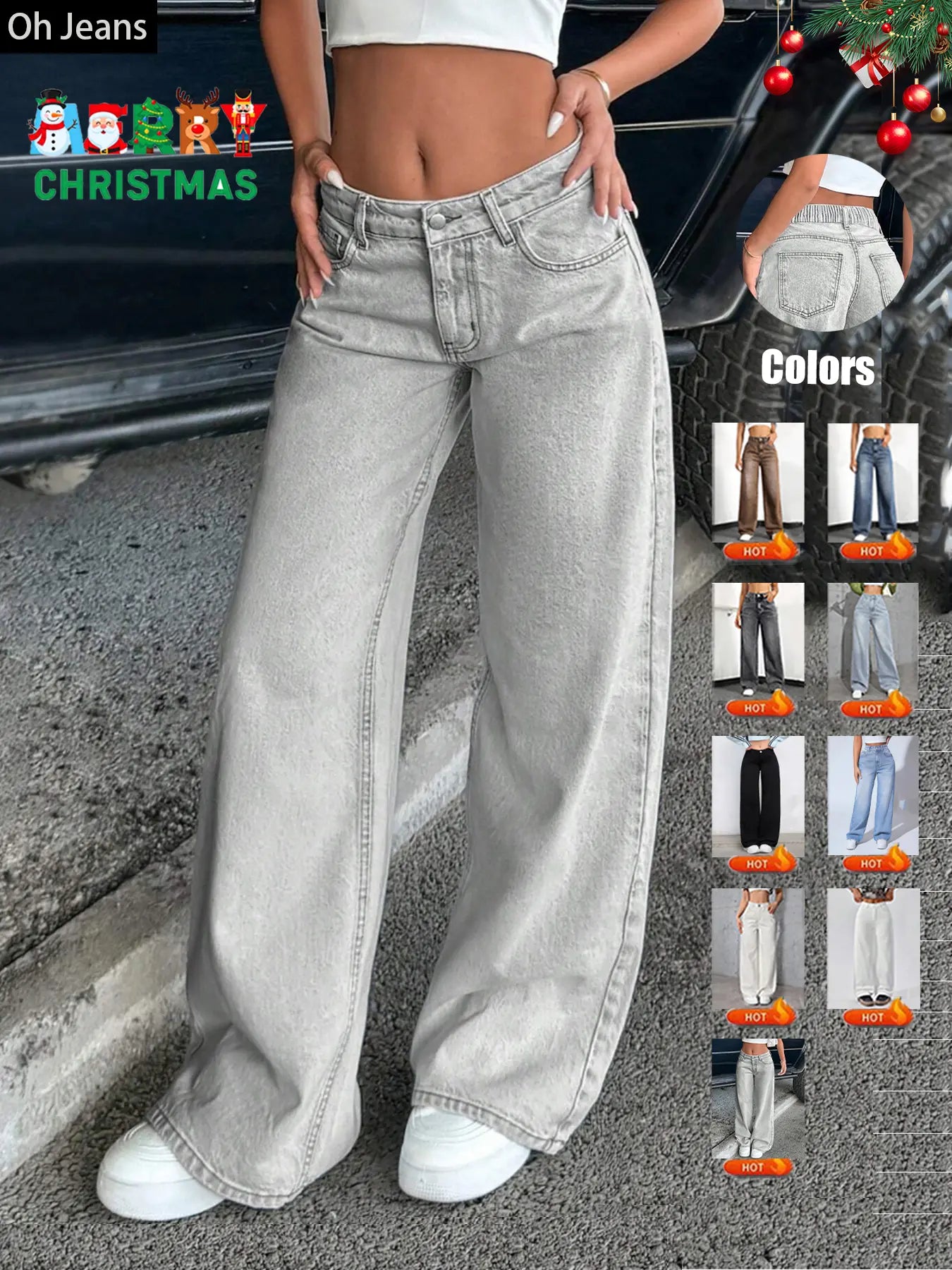 Women's Elastic Waist Denim Jeans with Pockets and Buttons, Casual Basic Fashion Comfortable Trousers for All Seasons, Perfect for Any Occasionstacked pants