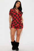 Santa Baby Glitter PJ Short Set - Red/Black