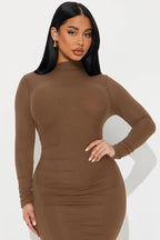 Lana Long Sleeve Midi Dress - Black