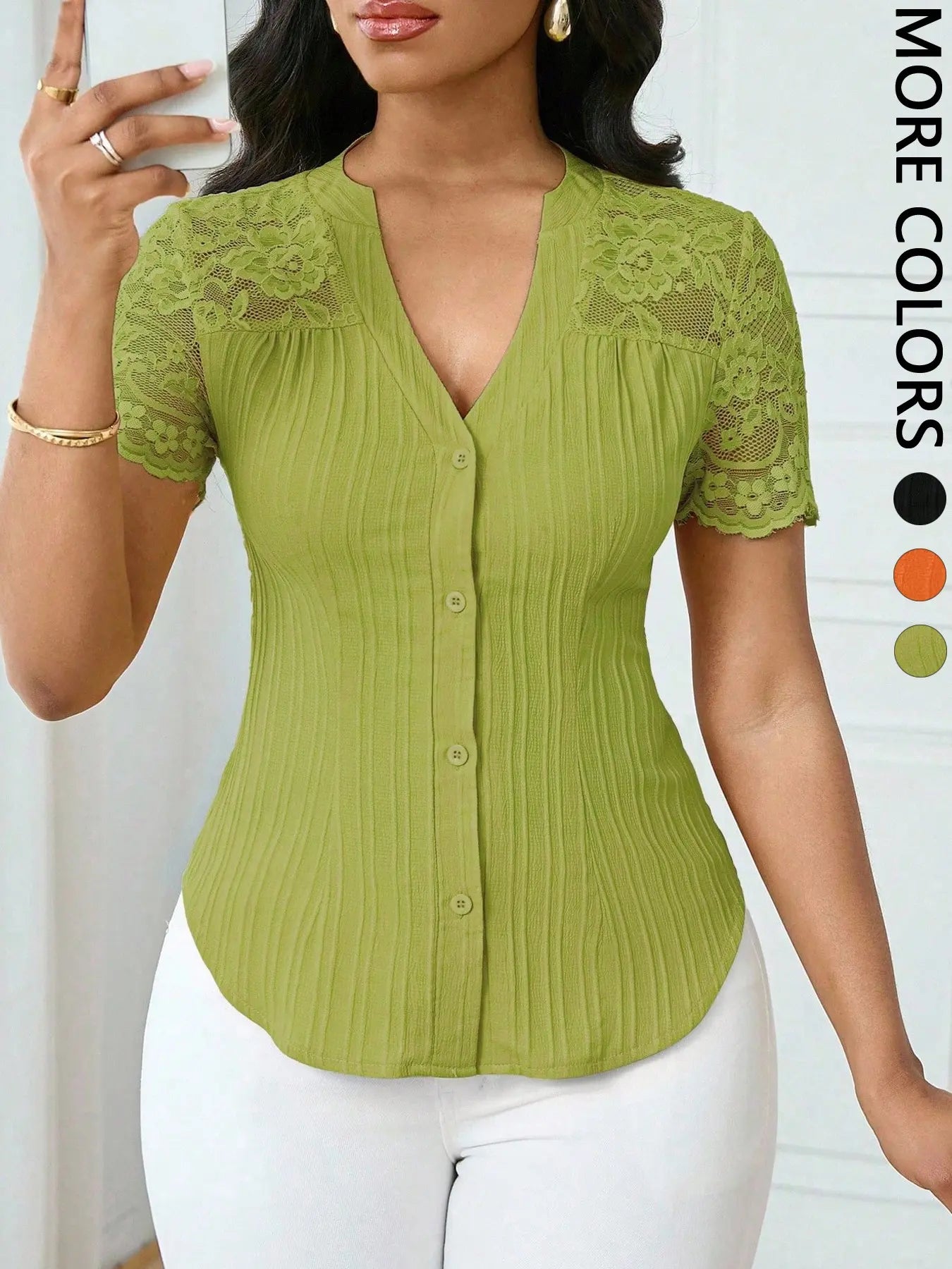 Women's Solid Color Simple Basic Commuter Casual Fitted Shirt Summer Style, Ladies Plain Design Office Wear, Comfortable and Stylish Blouse Tops