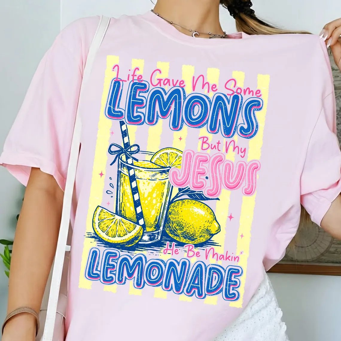 Women's  Funny Jesus Lemonade Print T-Shirt