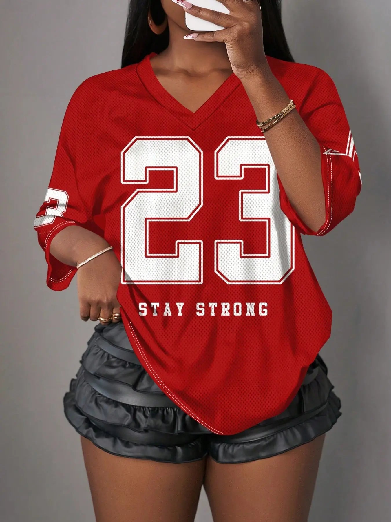 Y2K Vintage Mesh Sports Jersey Shirt for Women - V-Neck