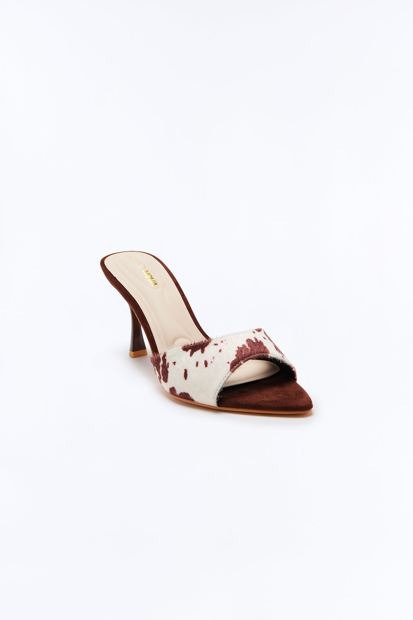 Lassi Cow Print Mules - Brown/combo