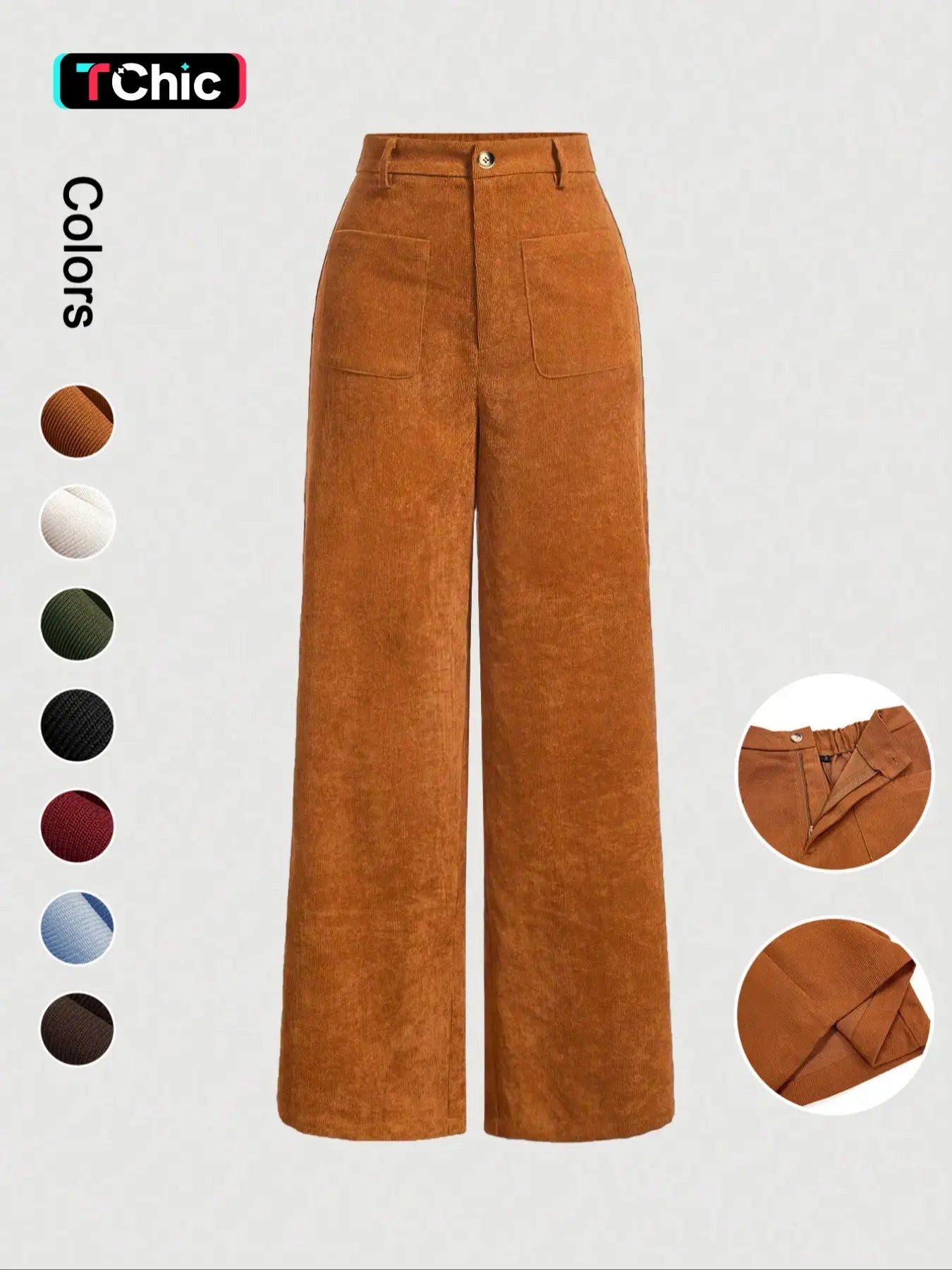 Women's High Waist Wide Leg Button Front Pants