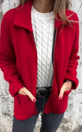 Women's Lapel Solid Color Zipper Jacket